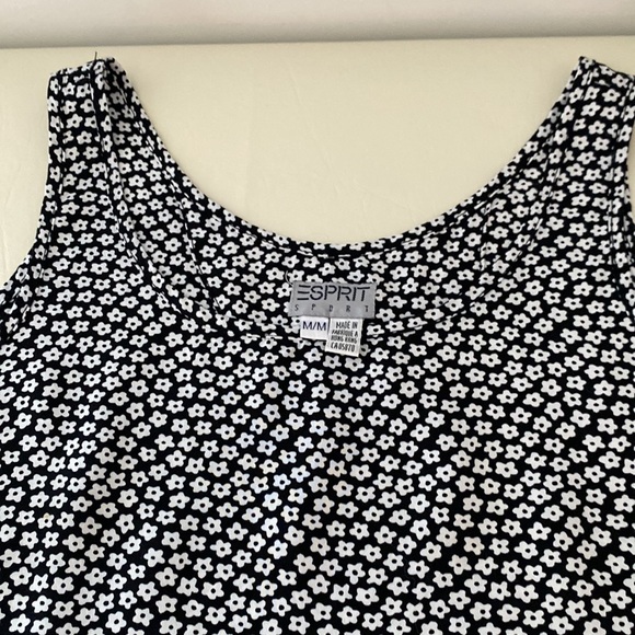 Esprit Sport black and white floral tunic style sleeveless top. 100% viscose. M - Picture 7 of 11